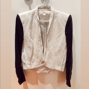 Helmut Lang Linen & Leather Sleeve Blazer